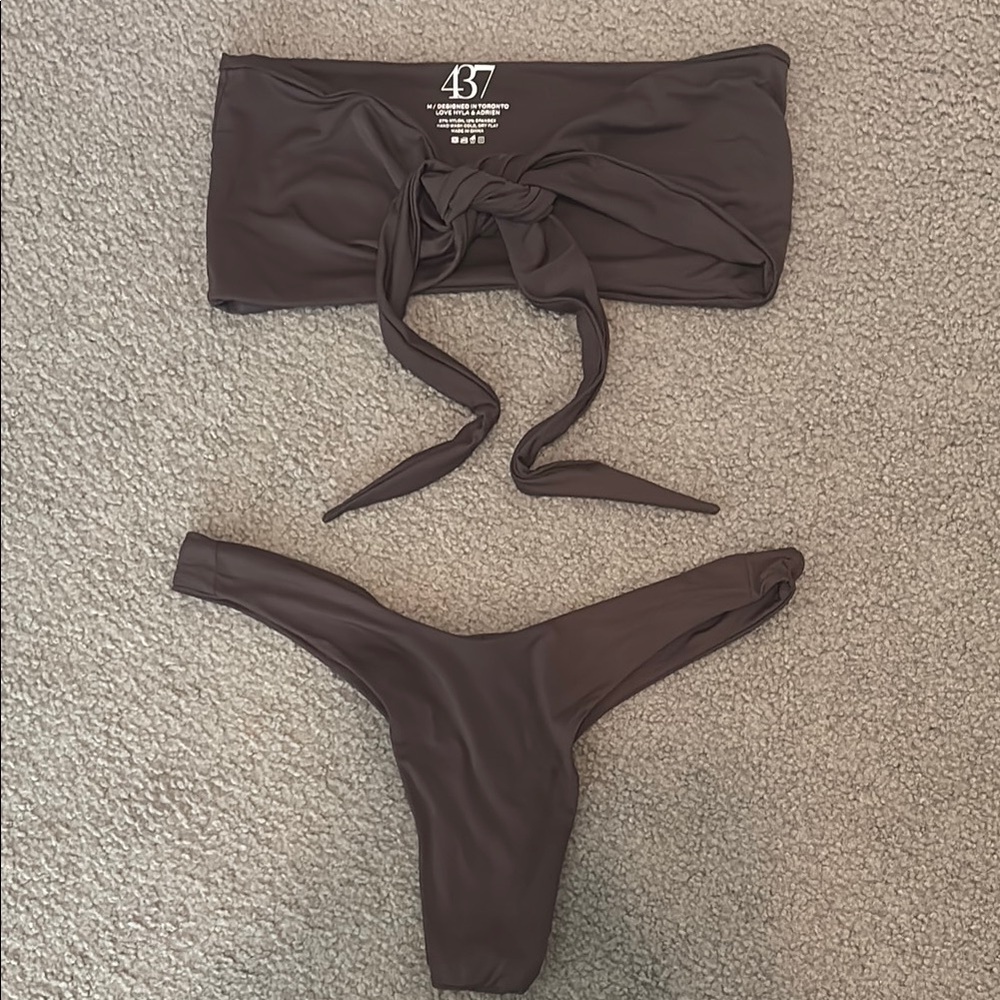 437 Swim Leo Top and Kenzie Bottoms in Espresso